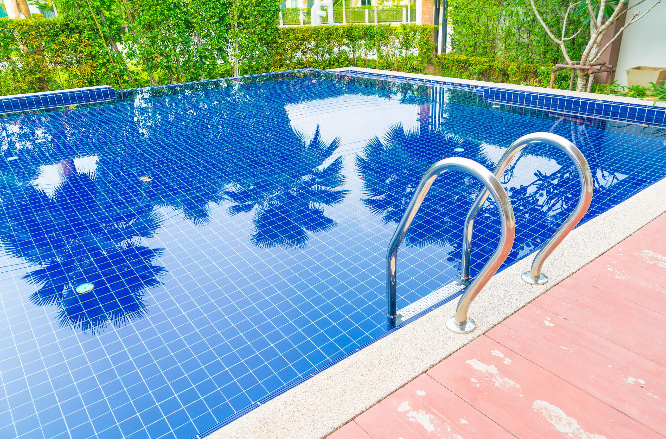 Stair swimming pool in beautiful luxury hotel pool resort